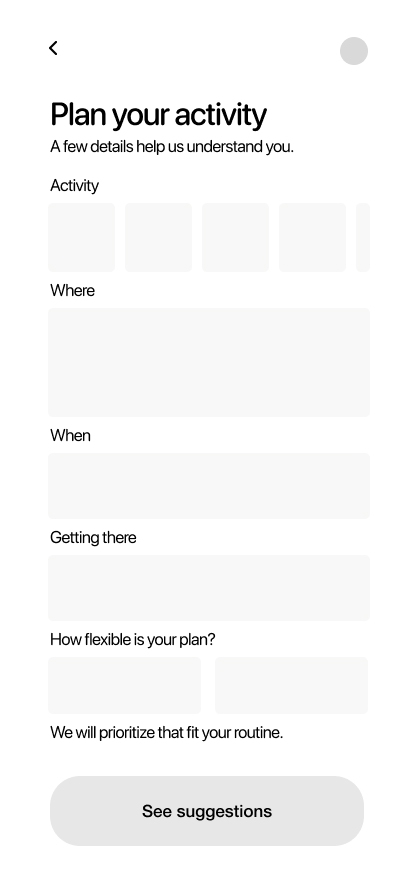 Aera low-fidelity activity planning form