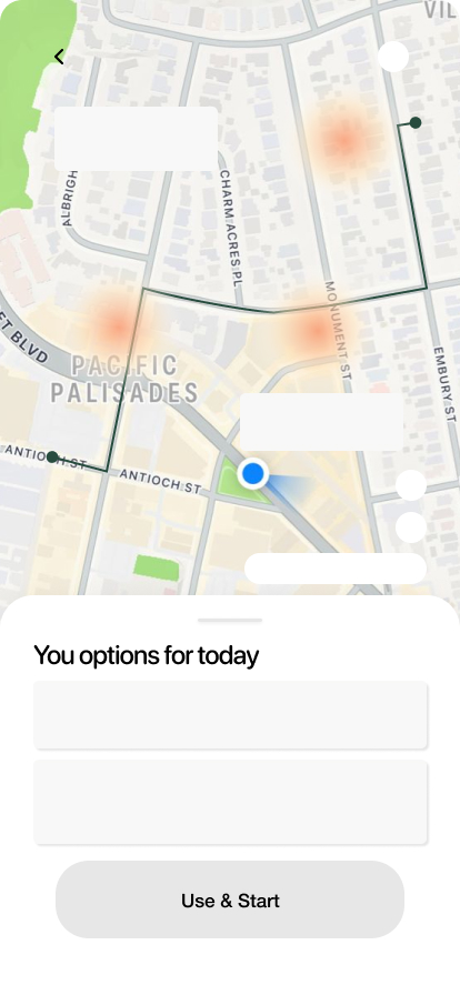 Aera low-fidelity route and exposure screen