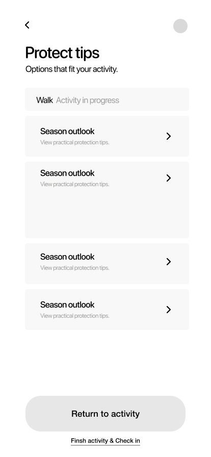 Aera low-fidelity activity records screen
